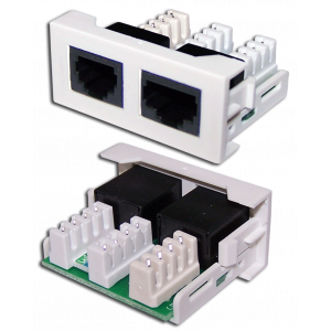 Вставка Mosaic 22.5x45 1xRJ45 Cat.5e + 1xRJ12 Cat.3, белая